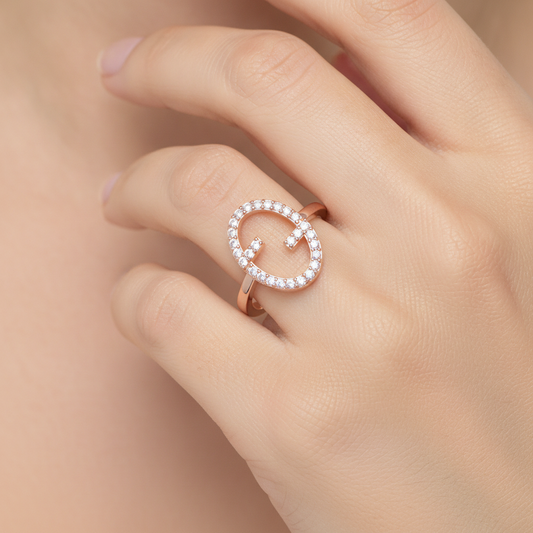 Fluer Domed Diamond Ring In 925 Sterling Silver - Fourteen