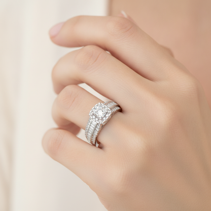 Spectral Halo Solitaire Ring In 925 Sterling Silver - Fourteen