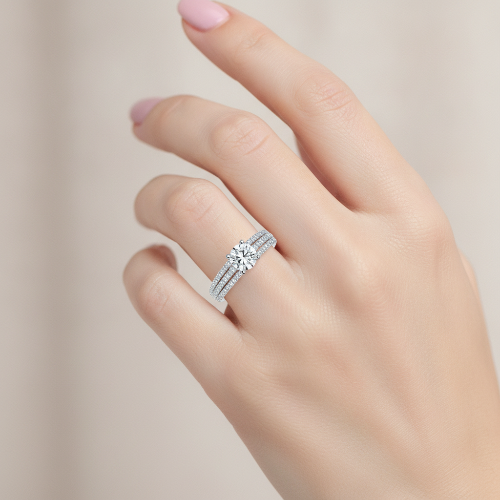 Busttling Solitaire Ring In 925 Sterling Silver - Fifteen