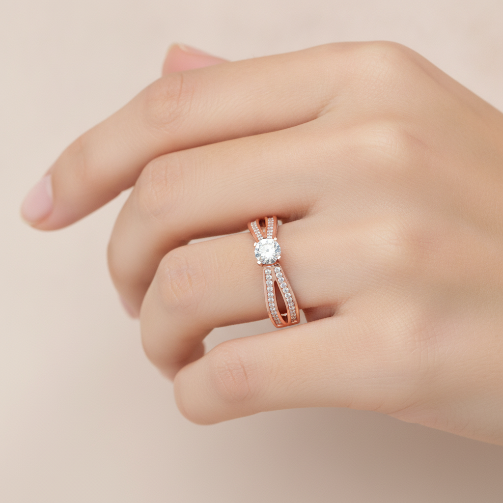 Happy Solitaire Ring In 925 Sterling Silver - Fourteen