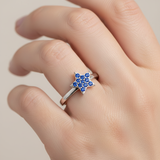 Blue Sapphire Star Cluster Ring - Two