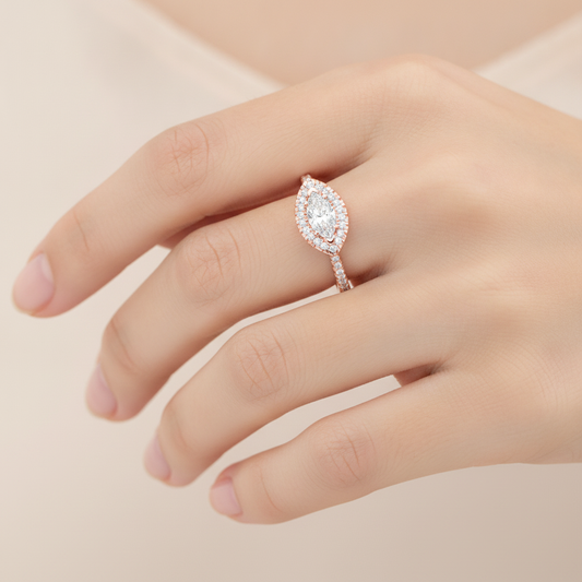 Marquise Shaped Diamond Ring - Fourteen