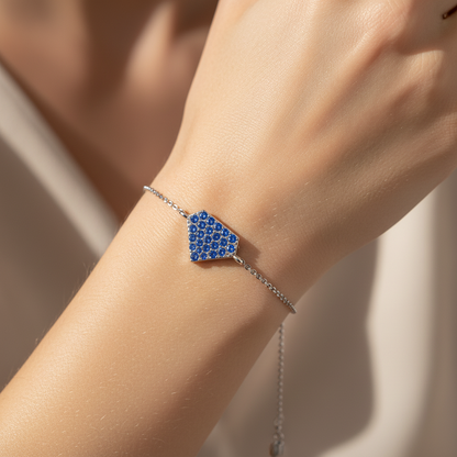 Blue Sapphire Pav Pentagon Pendant Bracelet - Two