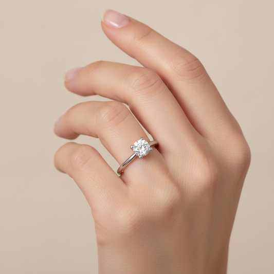 Redolent Solitaire Ring In 925 Sterling Silver - Fourteen