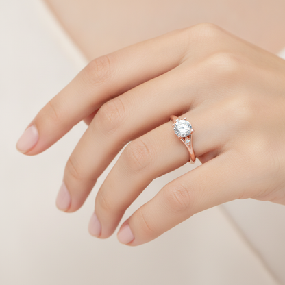 Floraison Classic Solitaire Ring In 925 Sterling Silver - Fourteen