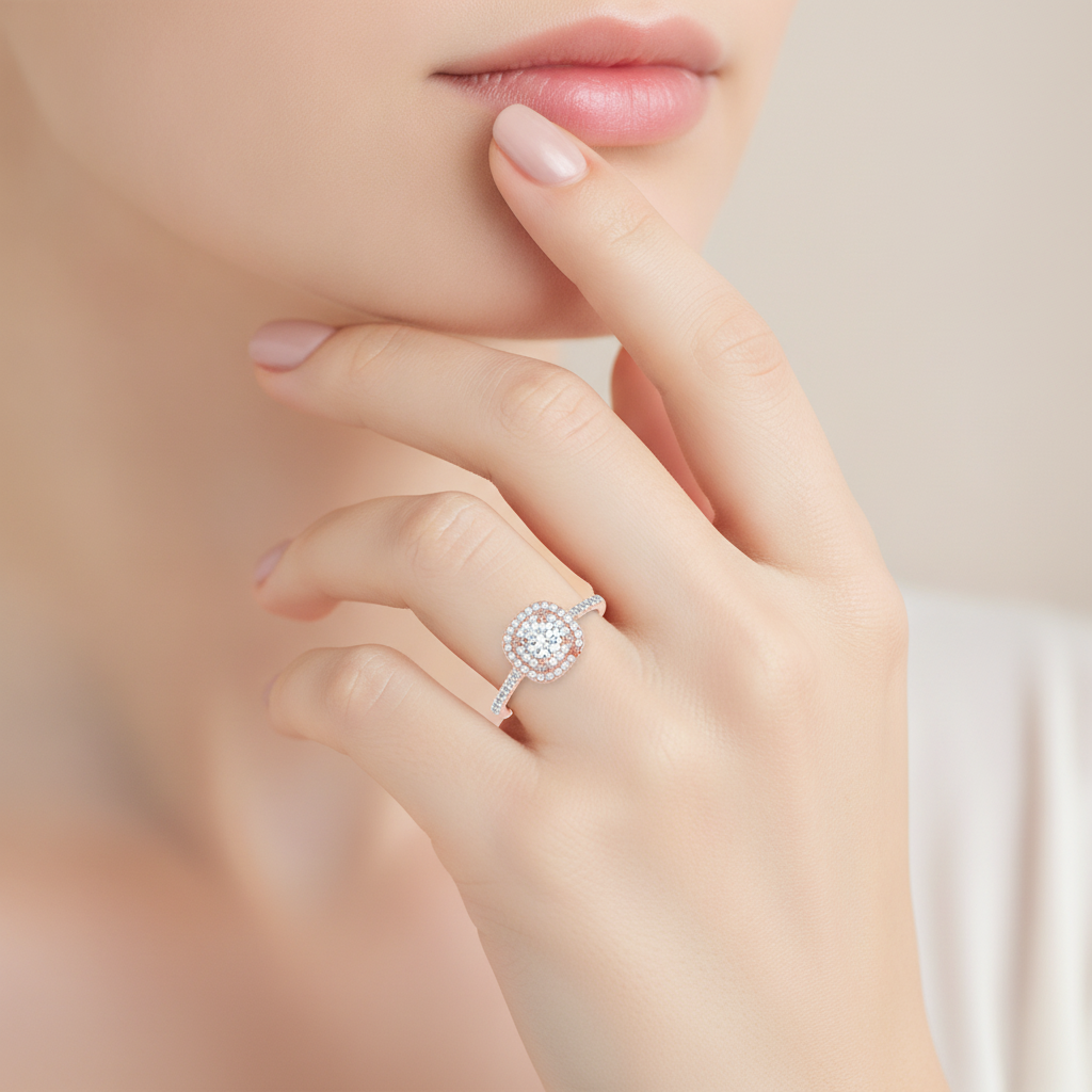 Splendour Halo Ring In 925 Sterling Silver - Fifteen
