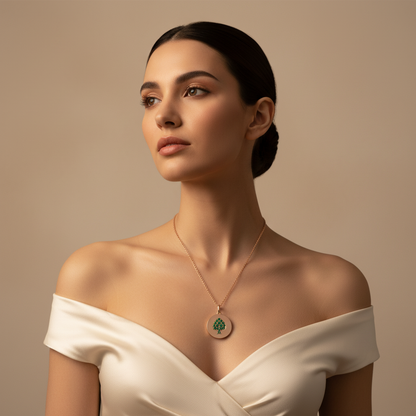 Emerald Spade Disc Pendant Necklace - Two