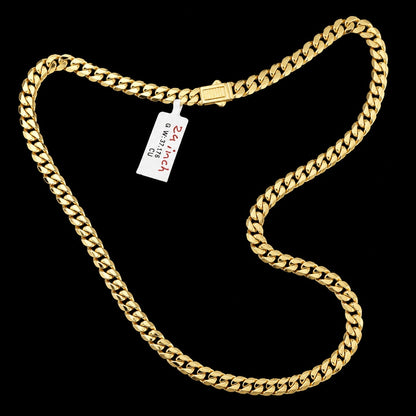Cuban Link Chain Necklace 6 Mm Wide With Box Clasp  24 Inch - Three