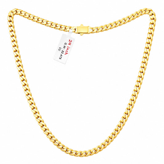 Cuban Link Chain Necklace 6 Mm Wide With Box Clasp  24 Inch - One