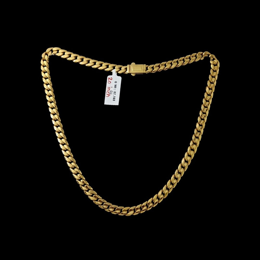 Cuban Link Chain Necklace 20 Inch With Box Clasp Closure 6.5 Mm Width - Four