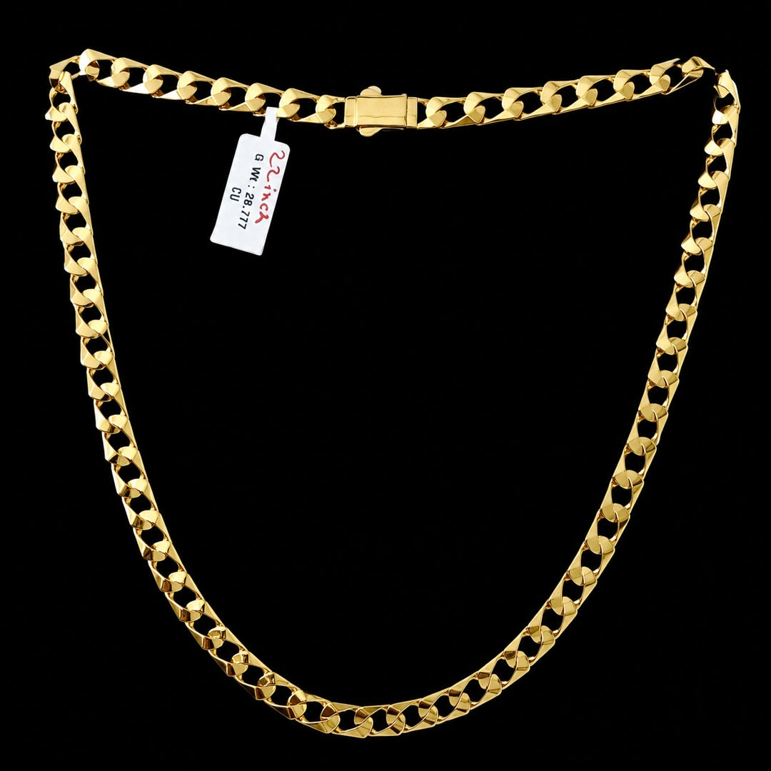 Cuban Link Chain Necklace With Box Clasp  22 Inch Statement Jewelry For Men And Women - Four