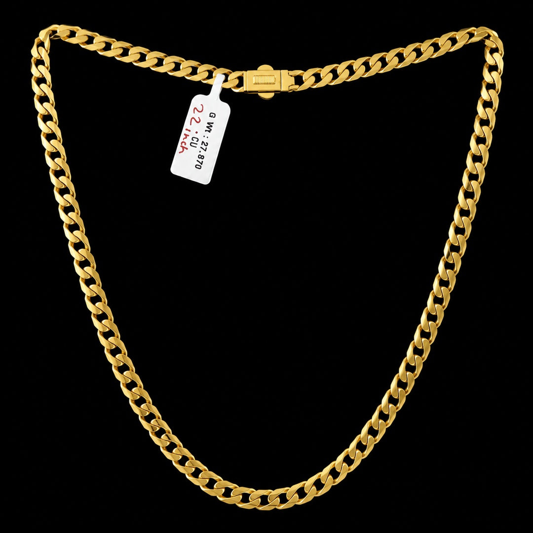 5.5 Mm Cuban Link Chain Necklace 22 Inch With Box Clasp - Three