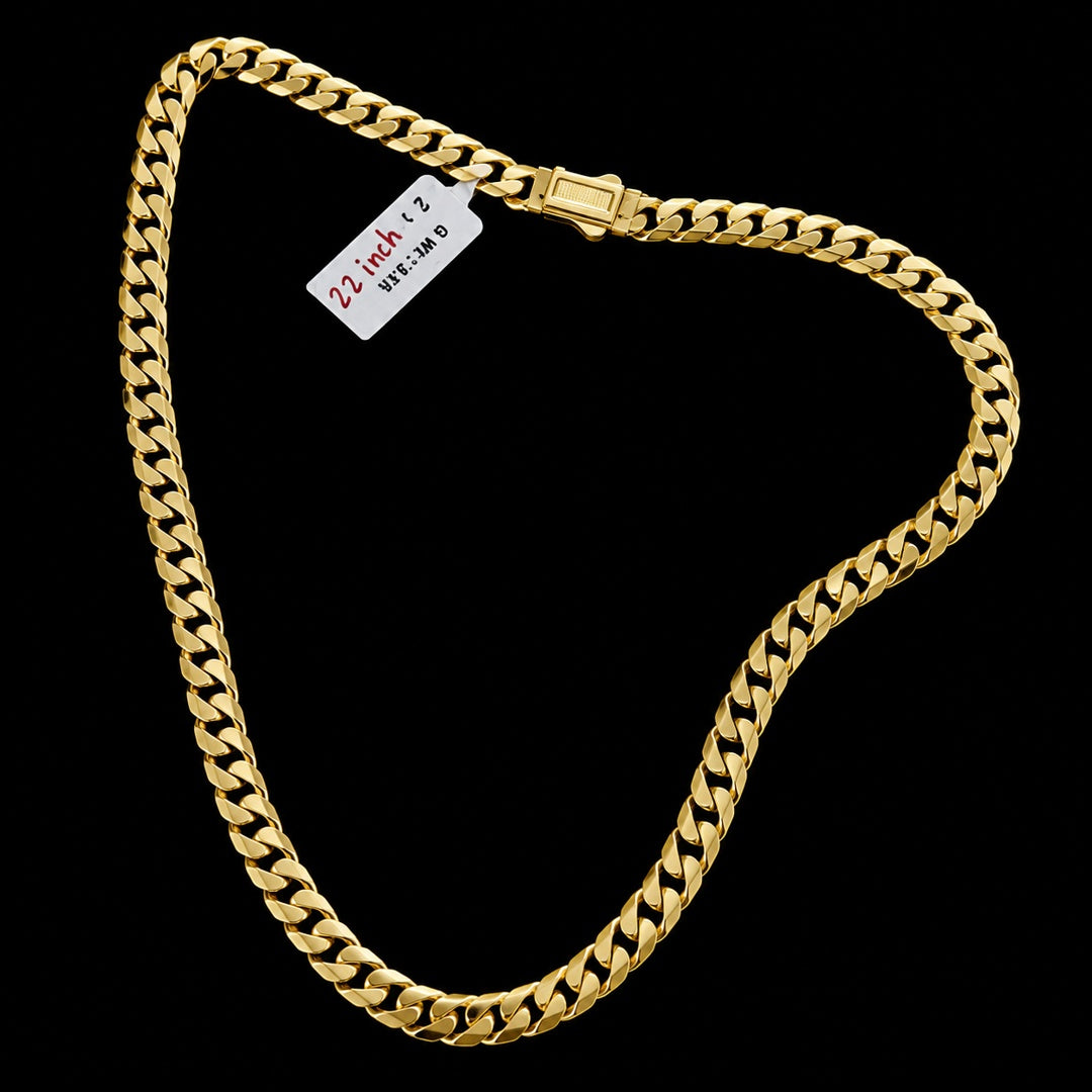 22 Inch Cuban Link Chain Necklace 6 Mm Width With Box Clasp - Three