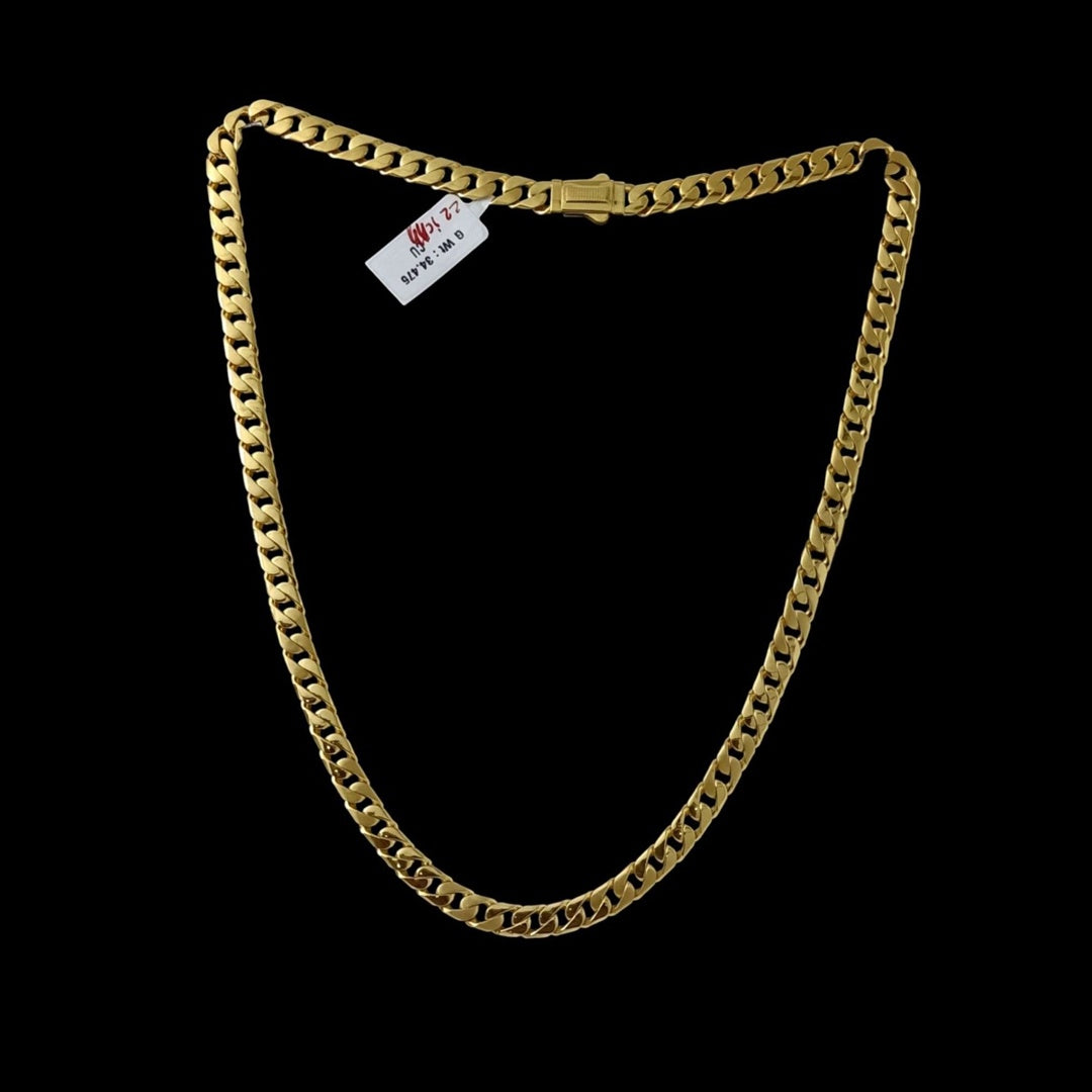 22 Inch Cuban Link Chain Necklace 6 Mm Width With Box Clasp - Four
