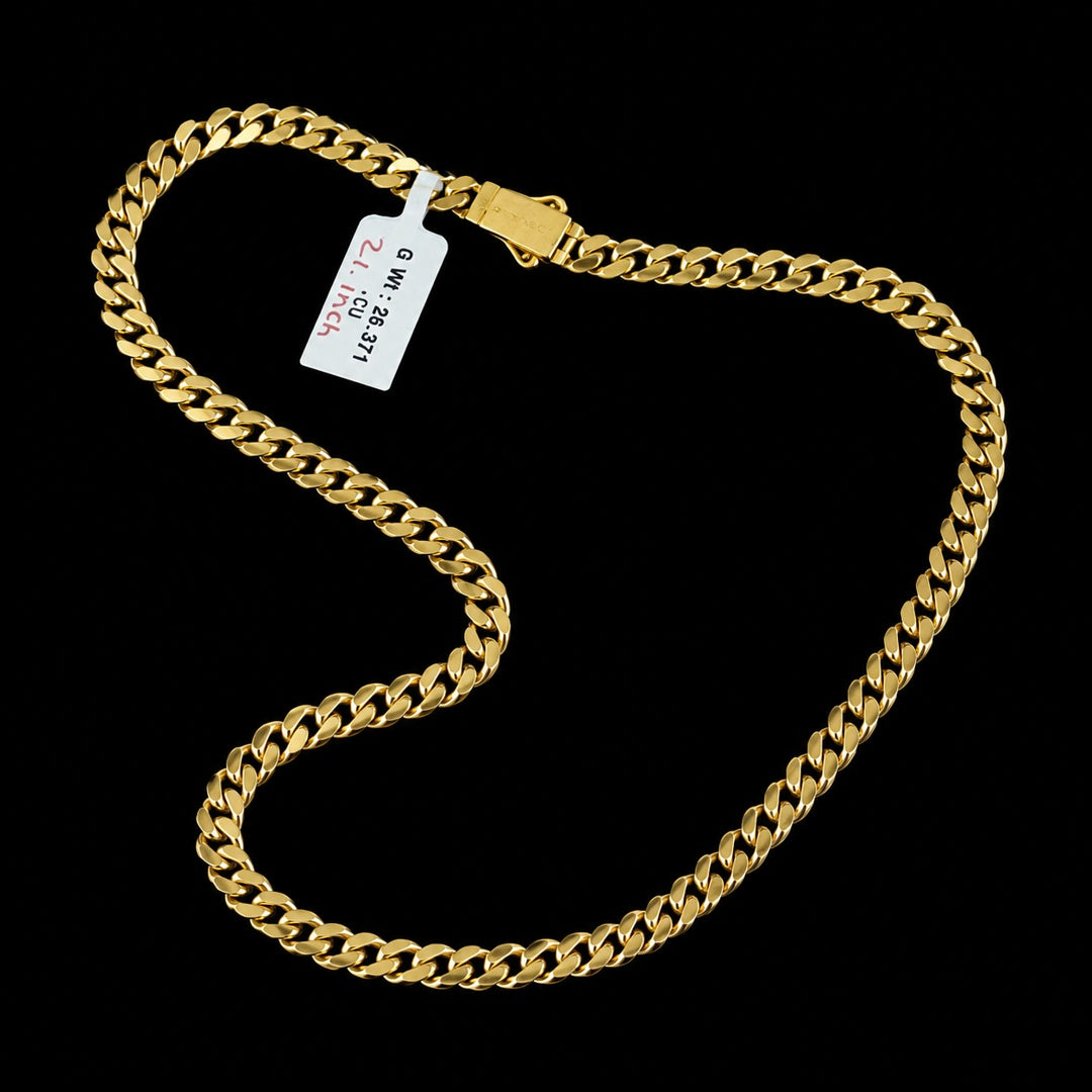 6Mm Cuban Link Chain Necklace With Box Clasp  21 Inch Length - Three