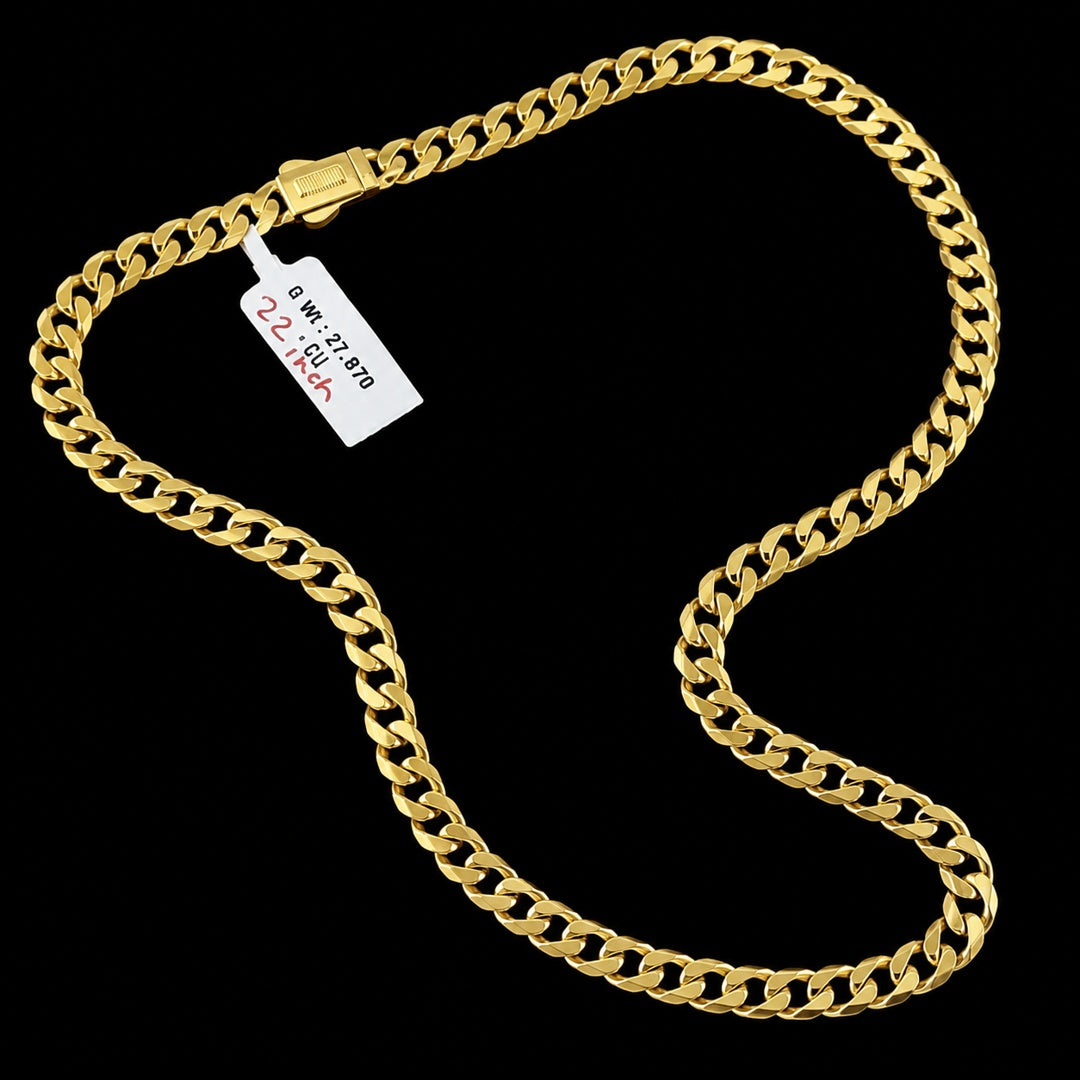 5.5 Mm Cuban Link Chain Necklace 22 Inch With Box Clasp - Four