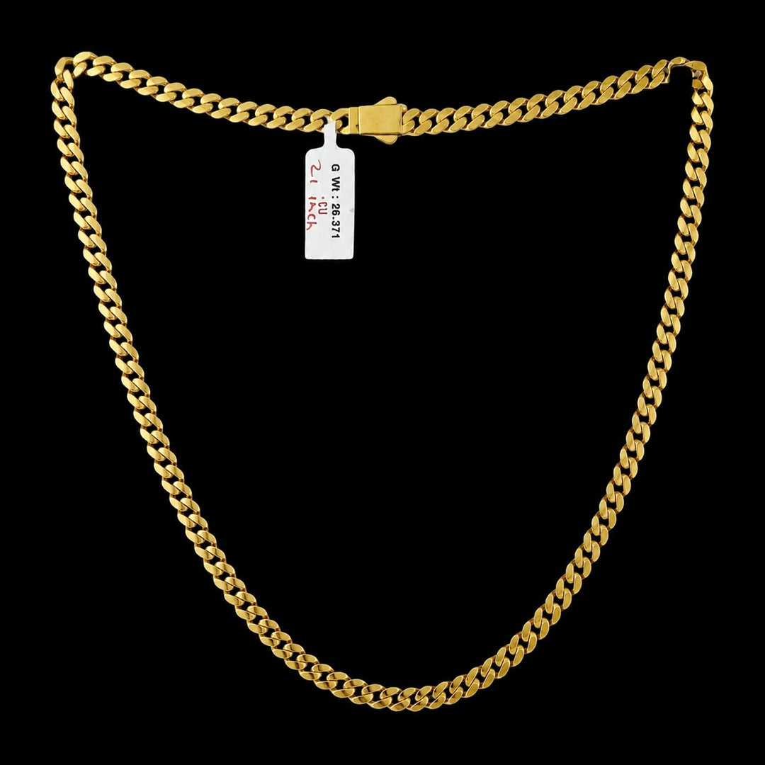 6Mm Cuban Link Chain Necklace With Box Clasp  21 Inch Length - Four
