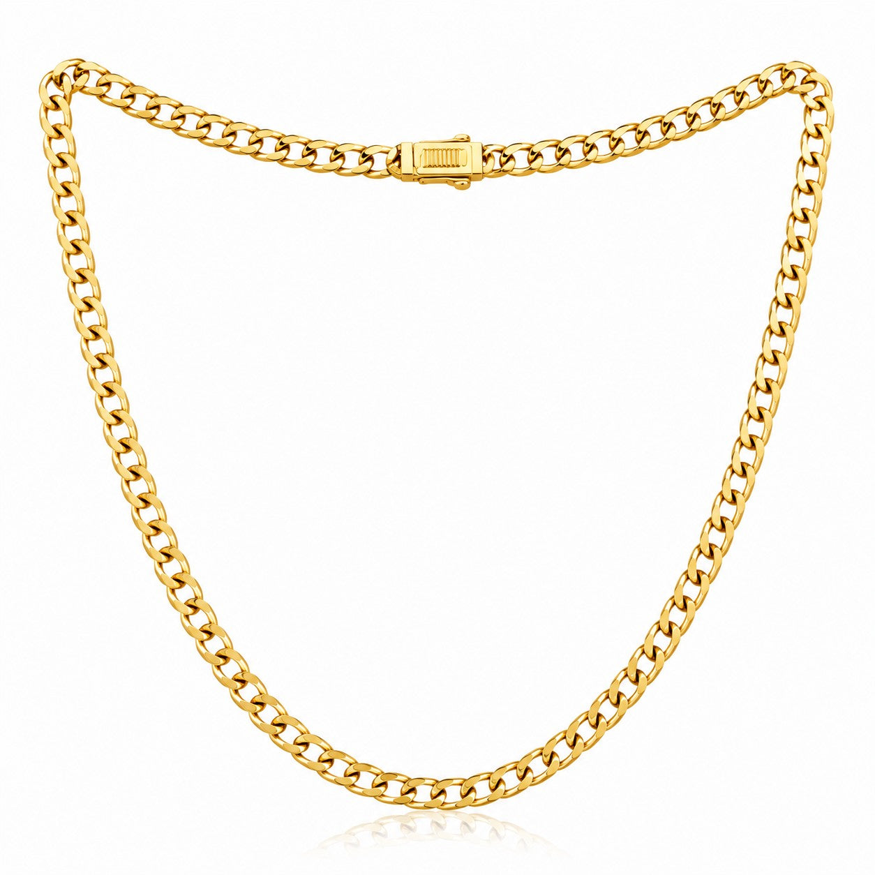 Cuban Link Chain Necklace With Box Clasp  22 Inch - Three
