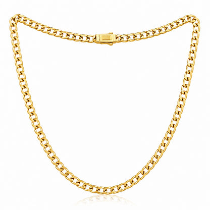 Cuban Link Chain Necklace With Box Clasp  22 Inch - Three