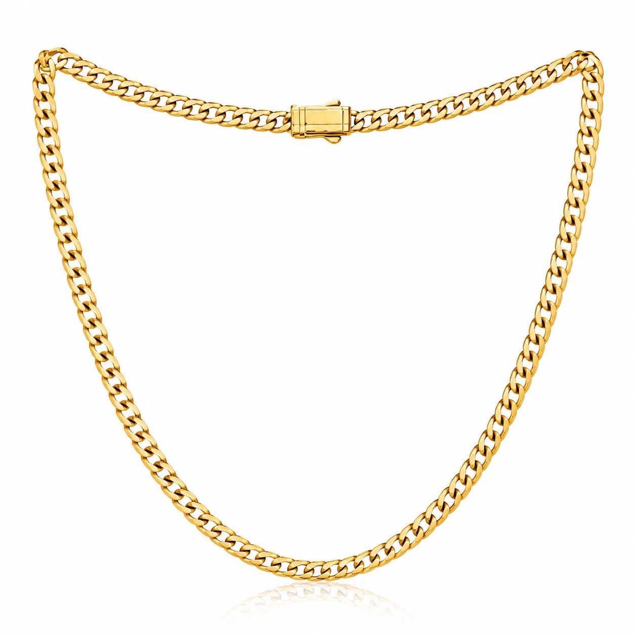 Cuban Link Chain Necklace With Box Clasp  20 Inches - Three