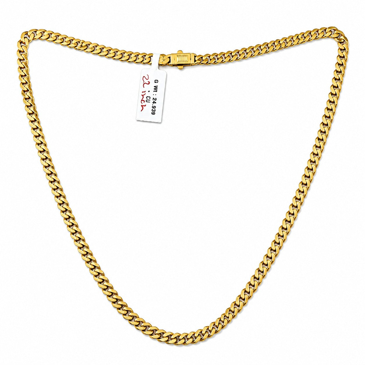 Cuban Link Chain Necklace With Box Clasp  22 Inch Curb Chain Necklace For Men And Women - One
