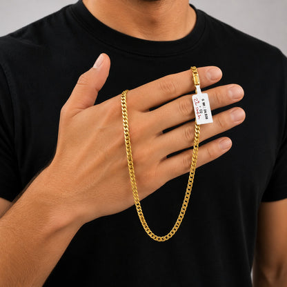 Cuban Link Chain Necklace With Box Clasp  22 Inch Curb Chain Necklace For Men And Women - Five