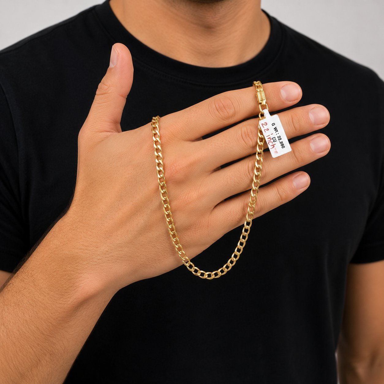 Cuban Link Chain Necklace With Box Clasp  22 Inch - Four