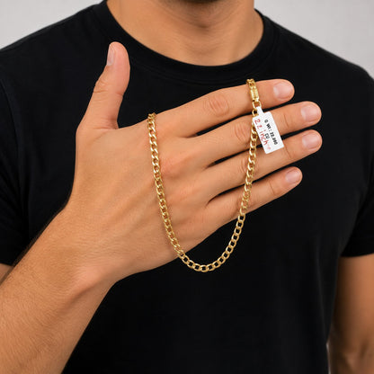 Cuban Link Chain Necklace With Box Clasp  22 Inch - Four
