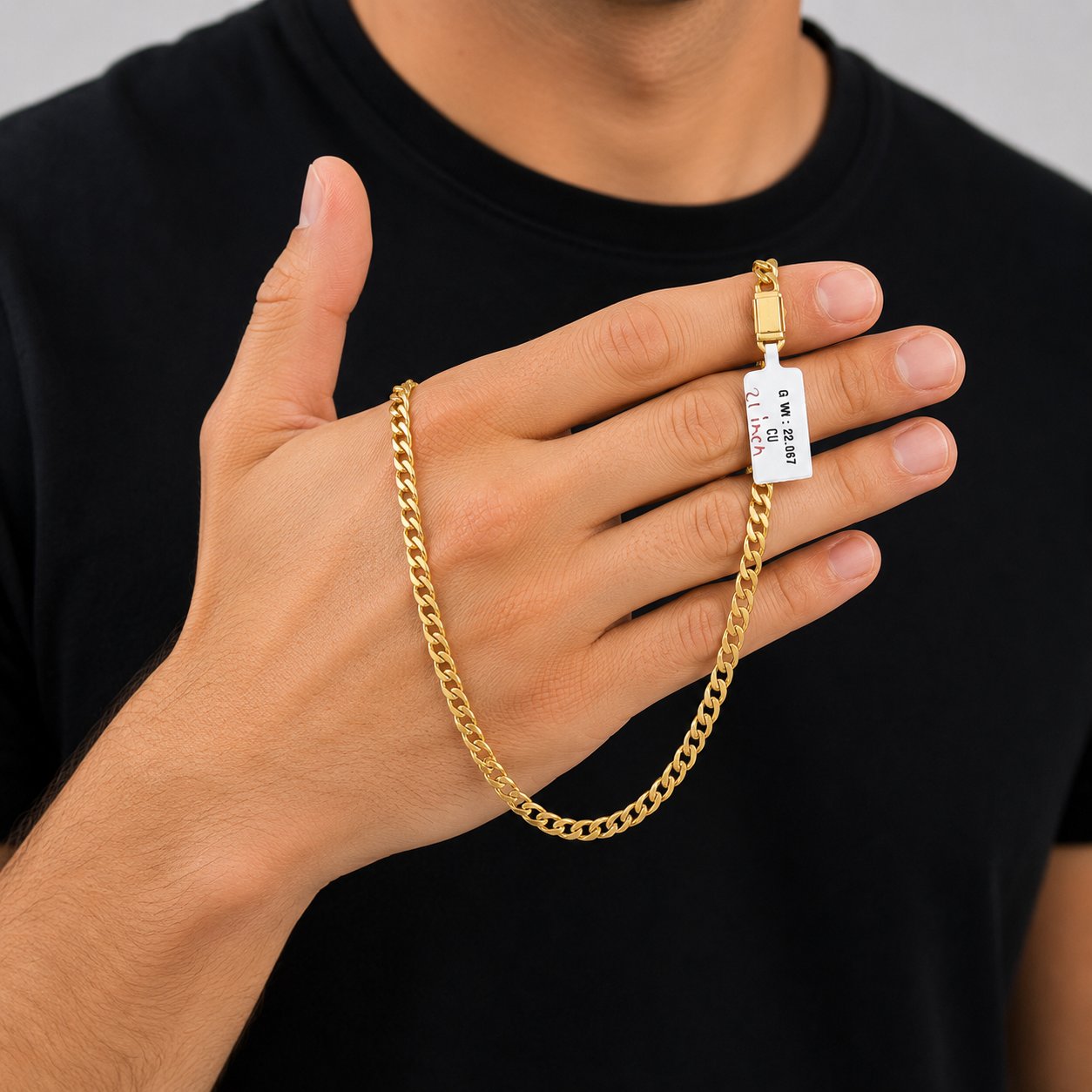 Cuban Link Chain Necklace With Box Clasp  20 Inches - Four