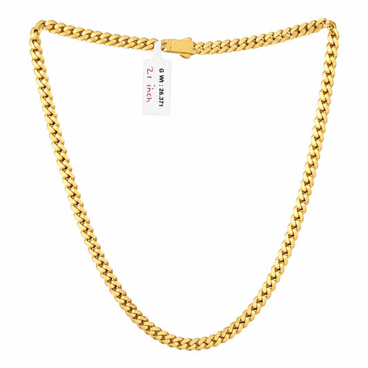6Mm Cuban Link Chain Necklace With Box Clasp  21 Inch Length - One