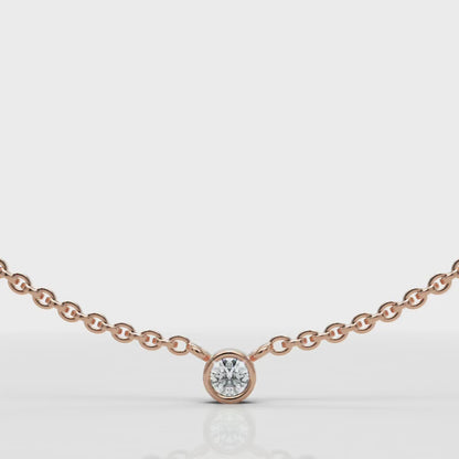 Solitaire Diamond Bezel Pendant in White Gold
