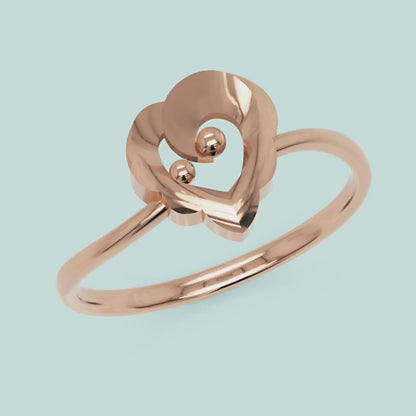 Open Heart Ring with Ball Accents