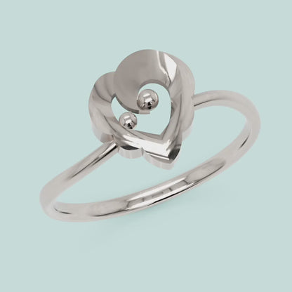 Open Heart Ring with Ball Accents