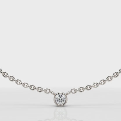 Solitaire Diamond Bezel Pendant in White Gold
