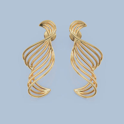 Spiral Twist Drop Earrings in Gold