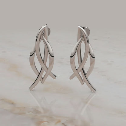 Gold Twisted Knot Stud Earrings Women Jewelry