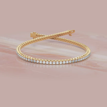 Sterling Silver Round Cut Tennis Bracelet with Adjustable Clasp