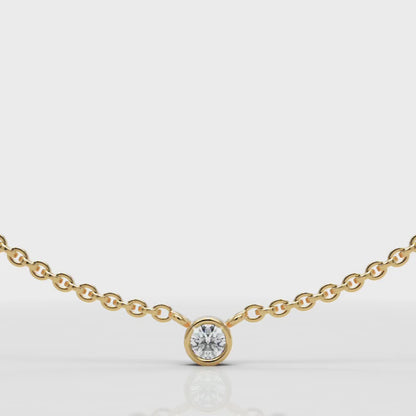 Solitaire Diamond Bezel Pendant in White Gold