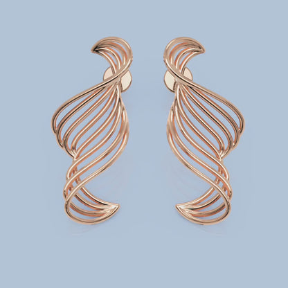 Spiral Twist Drop Earrings in Gold