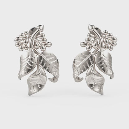 Gold Leaf Cluster Stud Earrings 15mm Nature Inspired Design